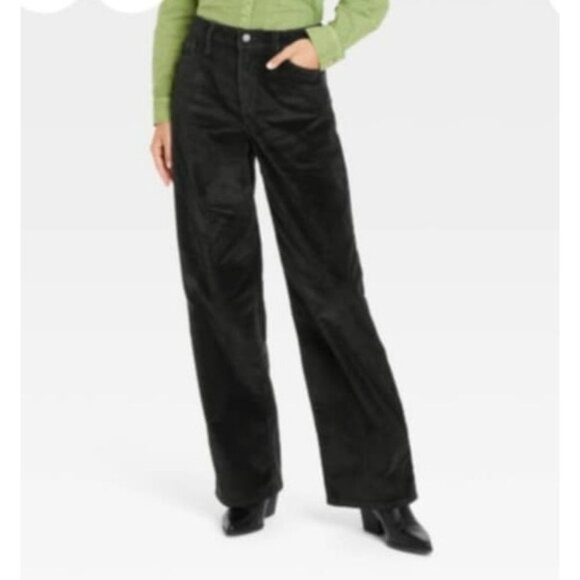 Universal Thread Women’s High-Rise Relaxed Wide-Leg Corduroy Jeans Black 10 - Picture 1 of 4